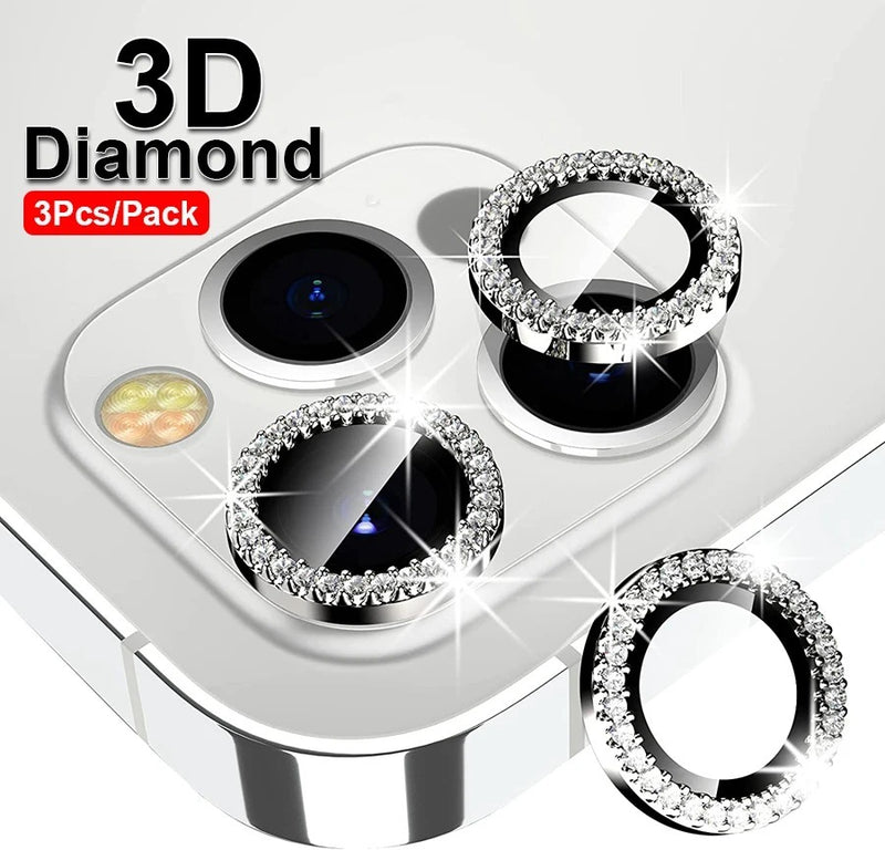 Diamond Camera Lens Protector Screen Case For iPhone15 14Pro Tempered Glass